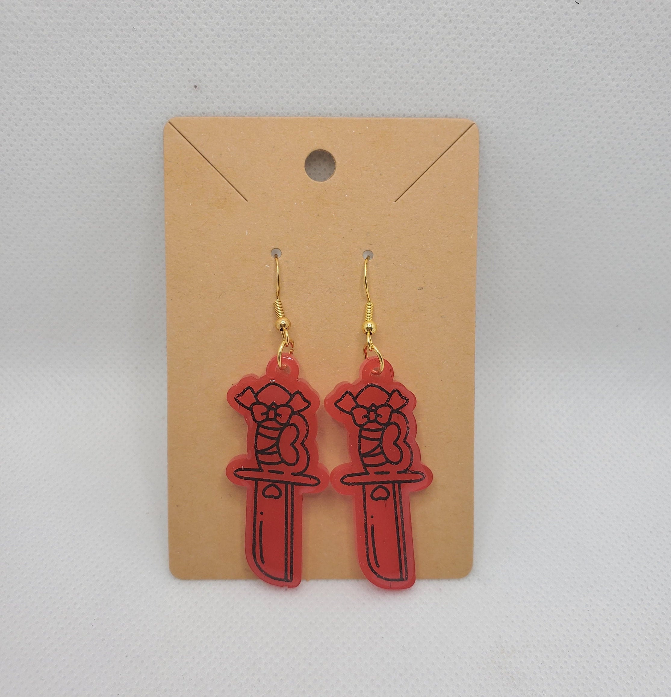 Cute Knives Earrings Cute Earrings Defense Earrings Red Etsy