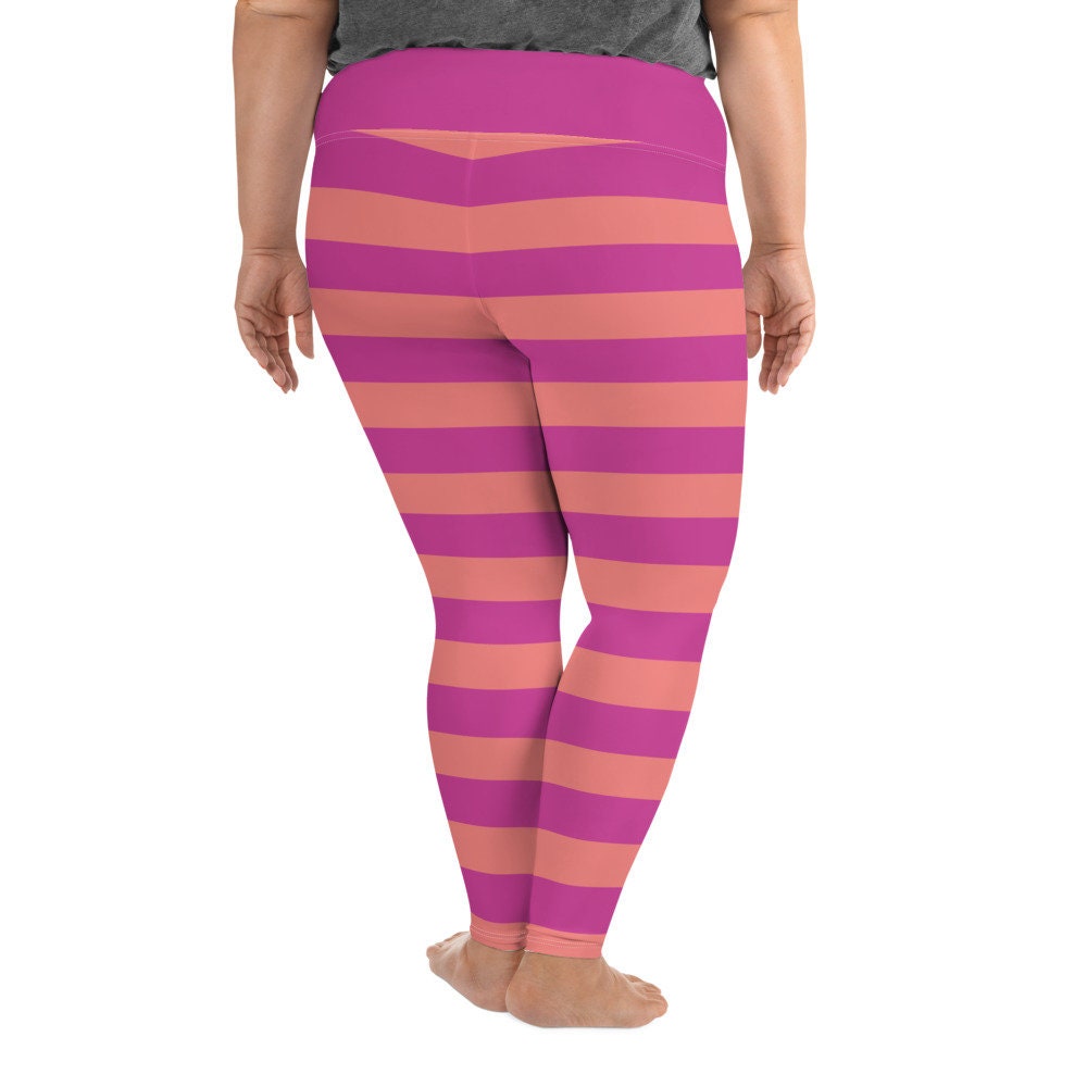 Women's Leggings With Pockets, Orange & Pink Striped – Prismagick Designs