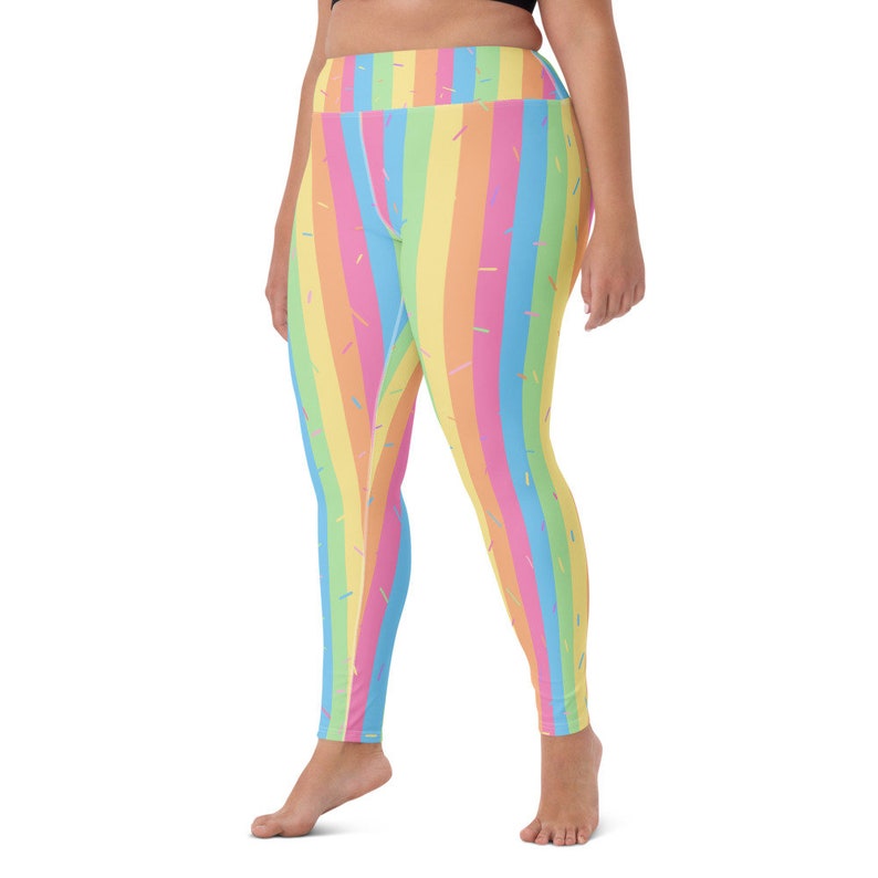 Pastel Rainbow Sherbet Sprinkle Yoga Leggings image 6