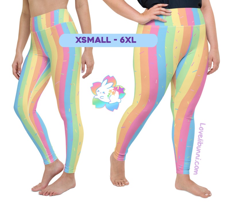 Pastel Rainbow Sherbet Sprinkle Yoga Leggings image 1