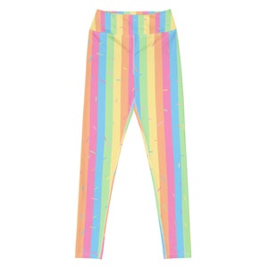 Pastel Rainbow Sherbet Sprinkle Yoga Leggings image 8