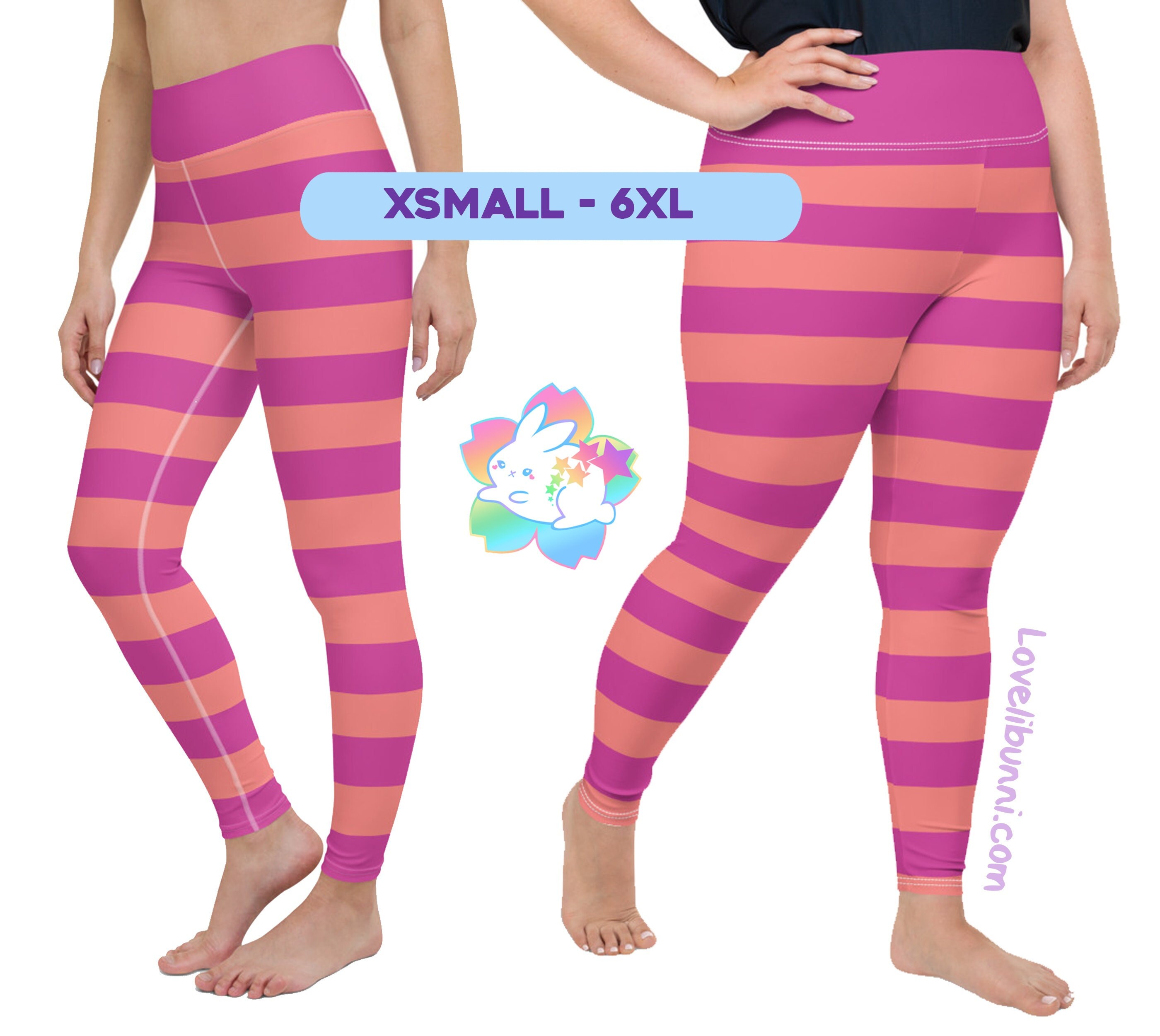 Pink and Orange Striped Yoga Leggings -  Canada