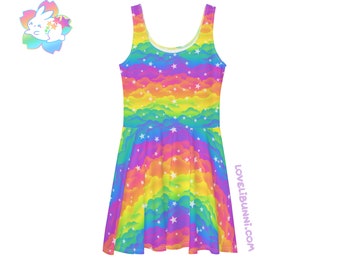 Regenbogen Wolken | Skater Kleid