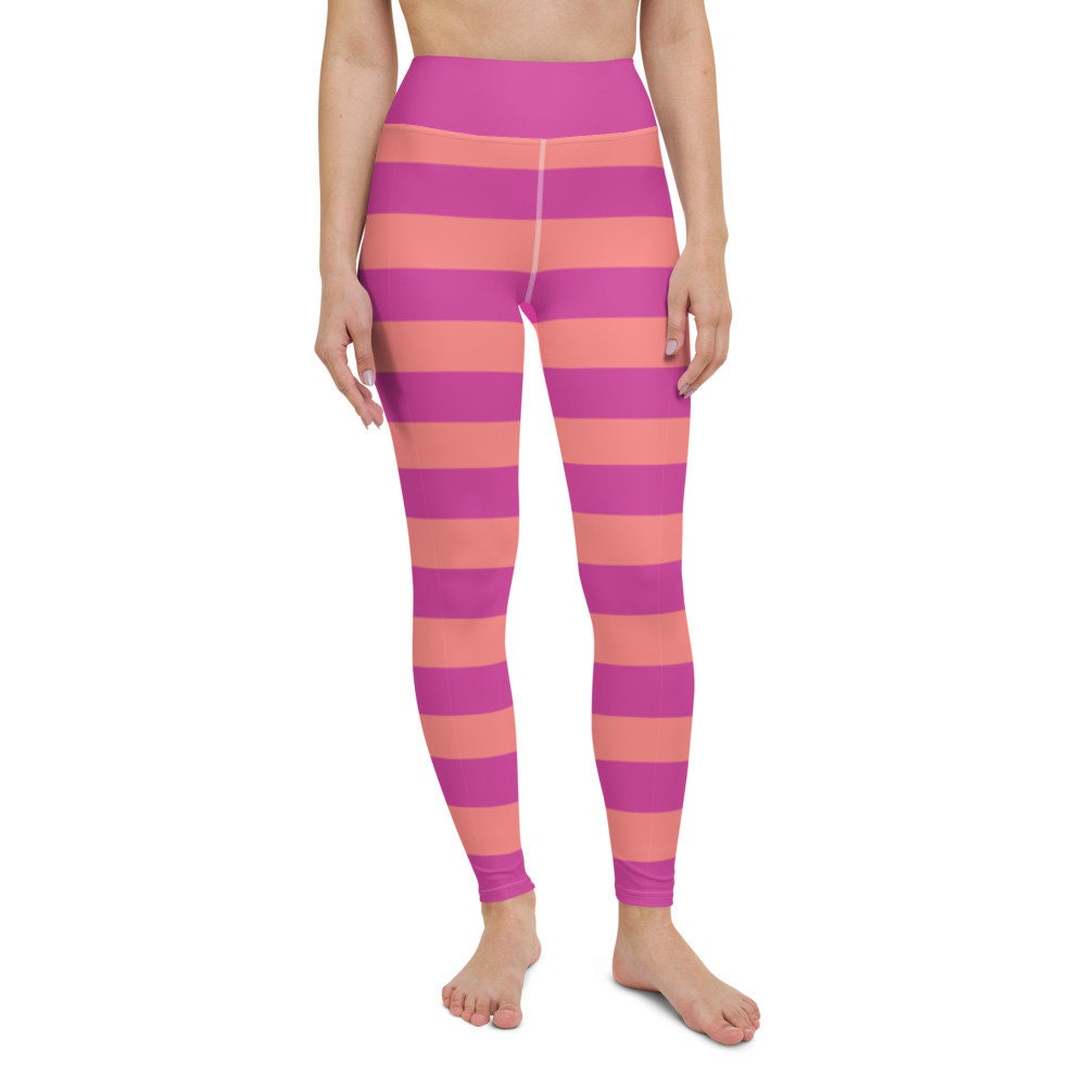 Women's Leggings With Pockets, Orange & Pink Striped – Prismagick Designs