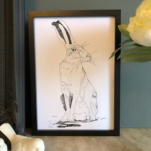 Hare Wall Art, Forest Animal Art Print, Pointillism Animal Print