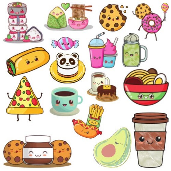 Kawaii food sticker set matte vinyl cute yummy | Etsy
