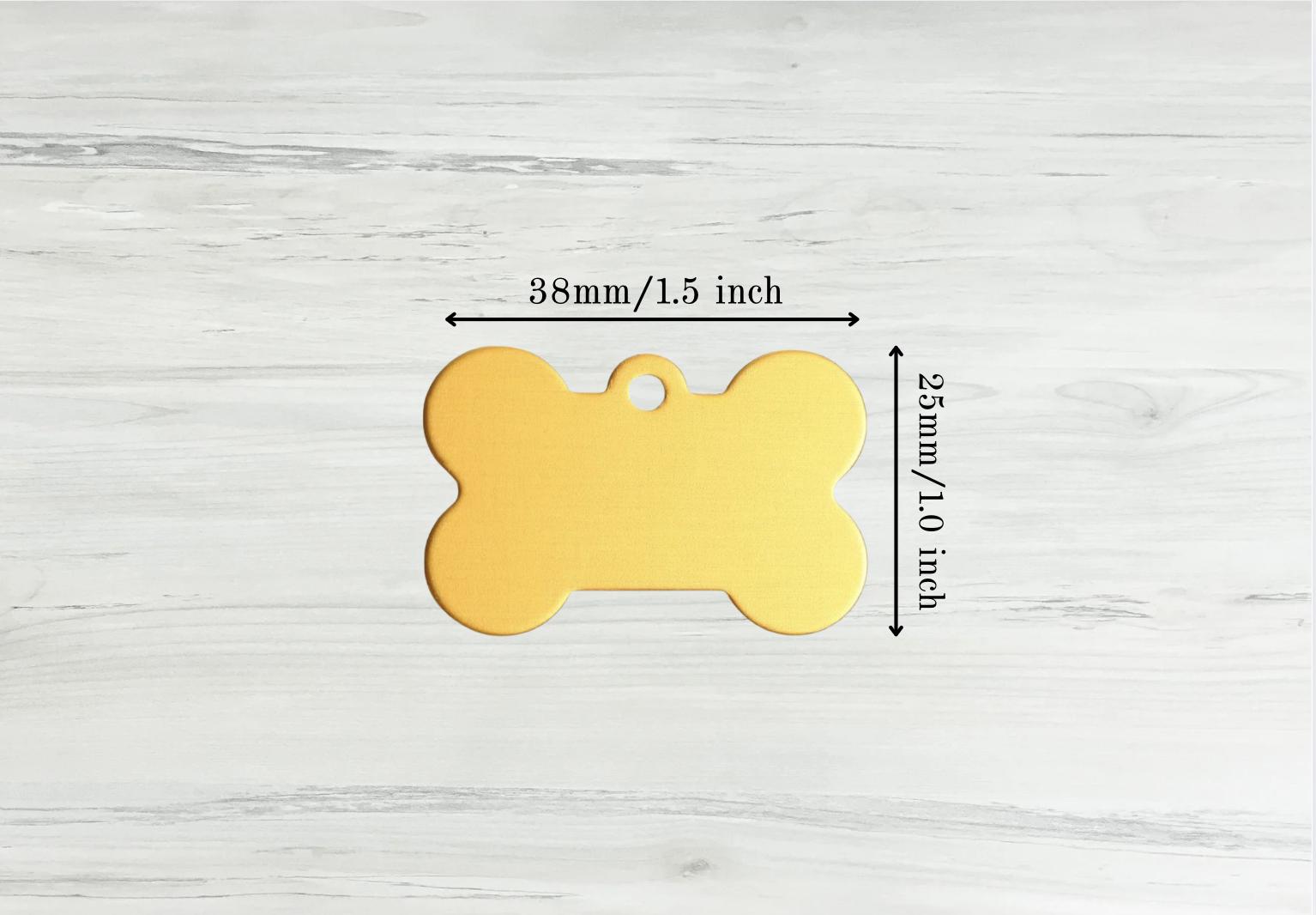 Custom Pet ID • Bone Shape Name Plate • Engraved Multicolor Design ...