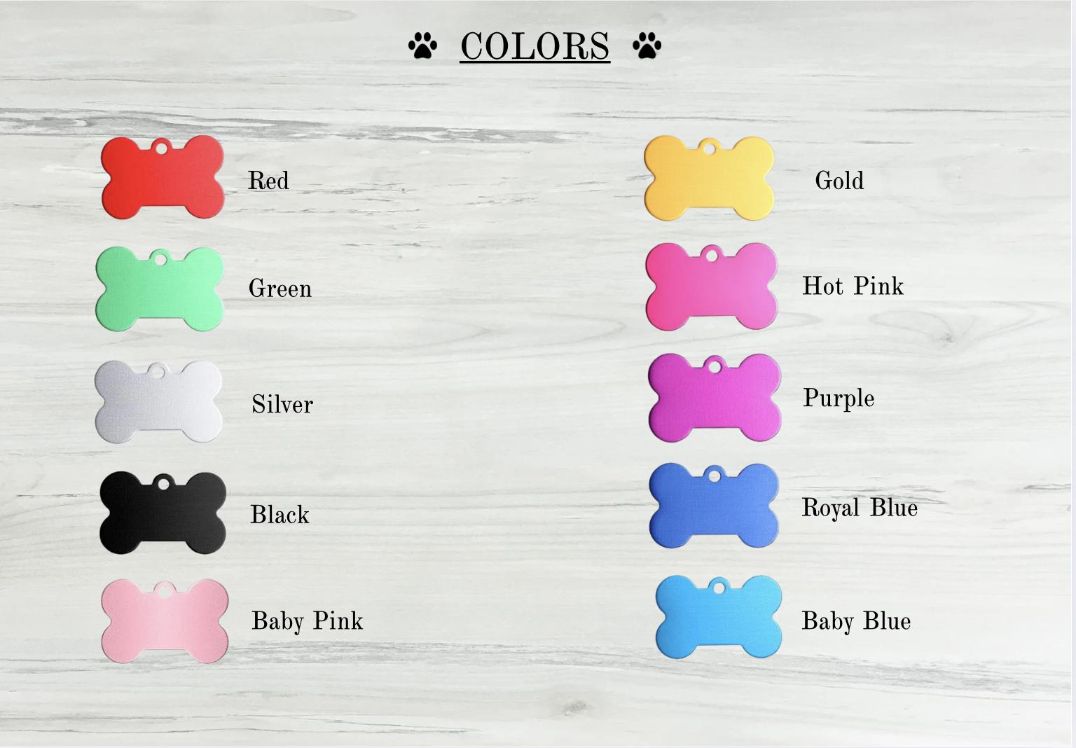 Custom Pet ID • Bone Shape Name Plate • Engraved Multicolor Design ...