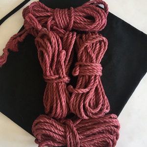 Shibari Jute Rope Set 4 pcs 26.25 0.24 Blindfold Fabric Case, Handmade ピンク