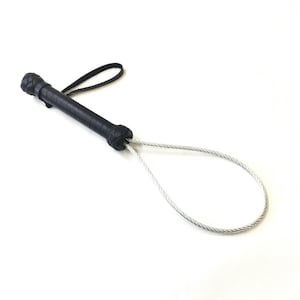 Spanking Steel Flogger Thuddy Cable 15,3 inch Braided Leather Handle Bondage - Handmade