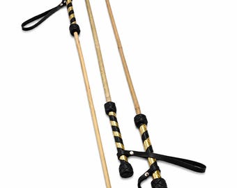Bamboo Cane with Leather Handle 29", Discipline Spanking Cane