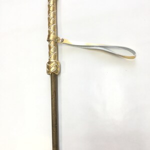 Spanking Bamboo Cane Gold Leather Wrapped Handle 29&quot; - Handamade