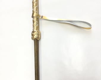 Spanking Bamboo Cane Gold Leather Wrapped Handle 29&quot; - Handamade