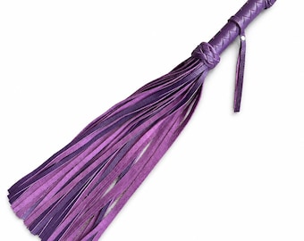 Látigo de cuero morado de 50 pulgadas, látigo de impacto hecho a mano con cuero genuino.