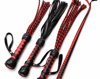 Conjunto de látigo de cuero de nueve colas, látigo para azotes y látigos de cuero – Hecho a mano