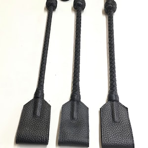 Black Riding Crop - Genuine Leather 19,7&quot; (25 cm) Handcrafted