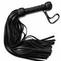 Black Leather Flogger, Thuddy Whip 50 Tail Impact Play - Handmade