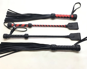 Leather Flogger 30 Tail Spanking Riding Crop 19,7" Genuine Leather Set - Handmade
