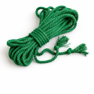 Shibari Cotton Bondage Rope 26ft 6mm, Soft Natural Rope for Beginners Green