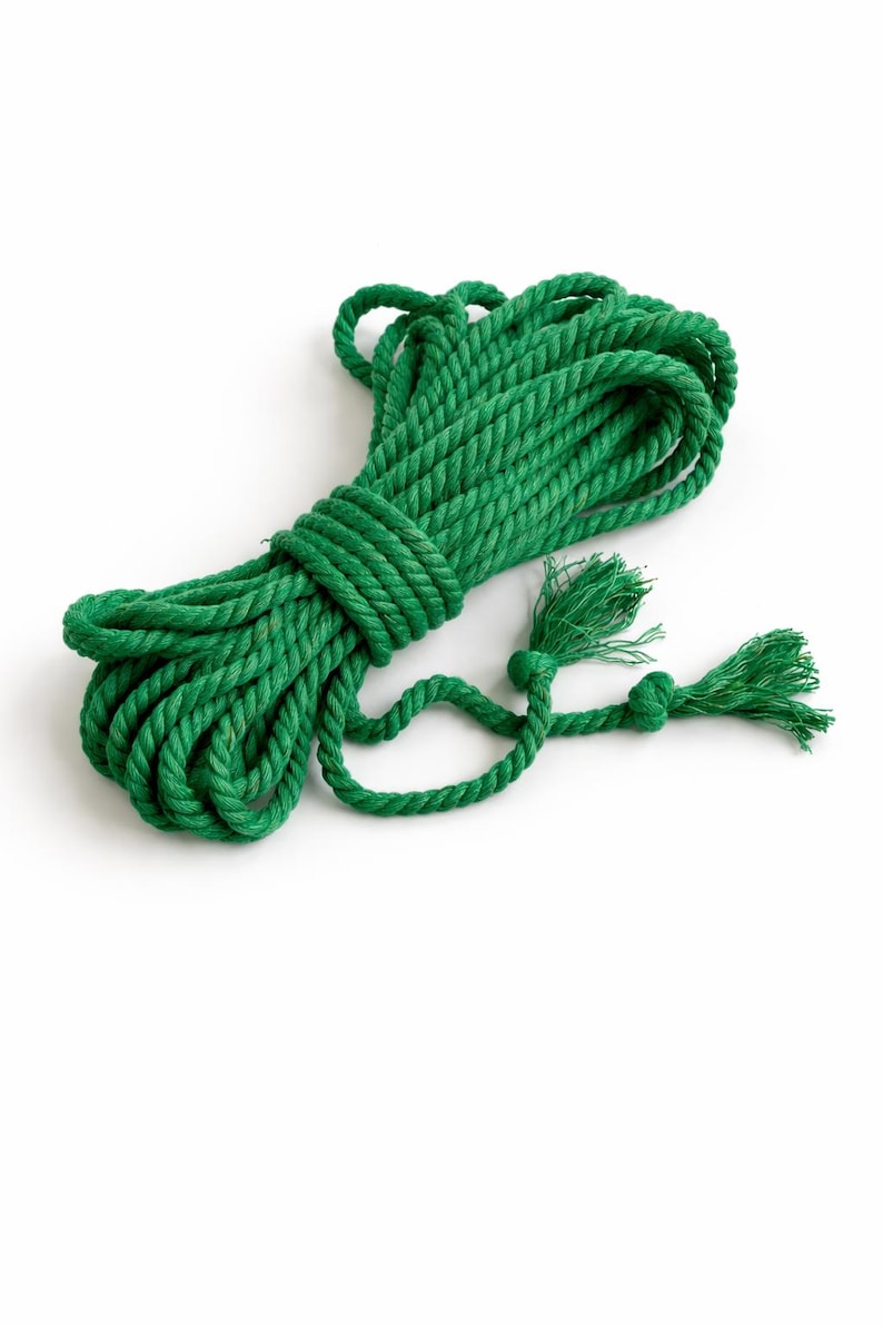 Shibari Cotton Bondage Rope 26ft 6mm, Soft Natural Rope for Beginners Green