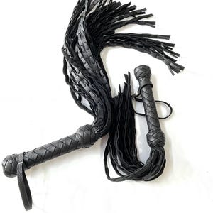 Leather Whips Kit Flogger 27.6 inch Small Flog 19.7 inch Spanking Double Tails Genuine Leather Handmade