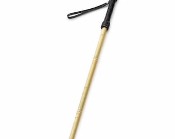 Bamboo Spanking Cane with Leather Handle 28.7", Natural Flexible Cane for Impact Play