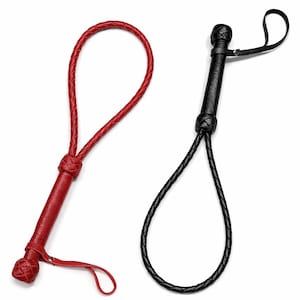 Látigo de cuero de 49,5 cm (19,5 pulgadas), cuero auténtico, fusta para azotes - Hecho a mano