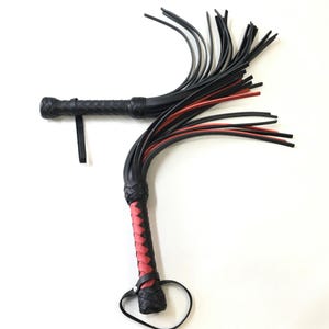 Thuddy Flogger Whip Leather 17,3&quot; Thuddy Device Impact Play - Handmade