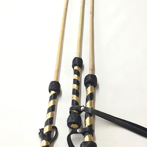 Cane Bamboo Leather Wrapped Handle 29&quot; (73 cm) - Handmade