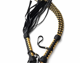 Leather Flogger 30 Tail, Cat O Nine Tails, Genuine Leather Whip Kit