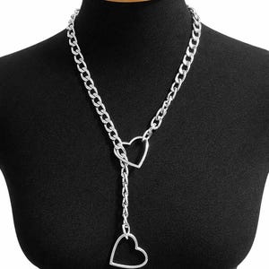 Heart Slip Chain Choker - Day Collar for Women,  Romantic Jewelry, Gift for Her