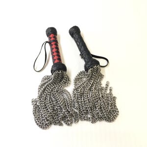 Metal Flogger 18,8 inch Chain Whip Braided Leather Handle Heavy Tool - Handmade