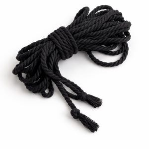 Shibari Cotton Bondage Rope 26ft 6mm, Soft Natural Rope for Beginners Black