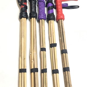 Bamboo Spanking Cane Wrapped Leather Handle 17,7" Handmade