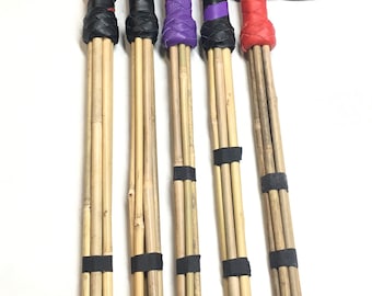 Bamboo Spanking Cane Wrapped Leather Handle 17,7" Handmade