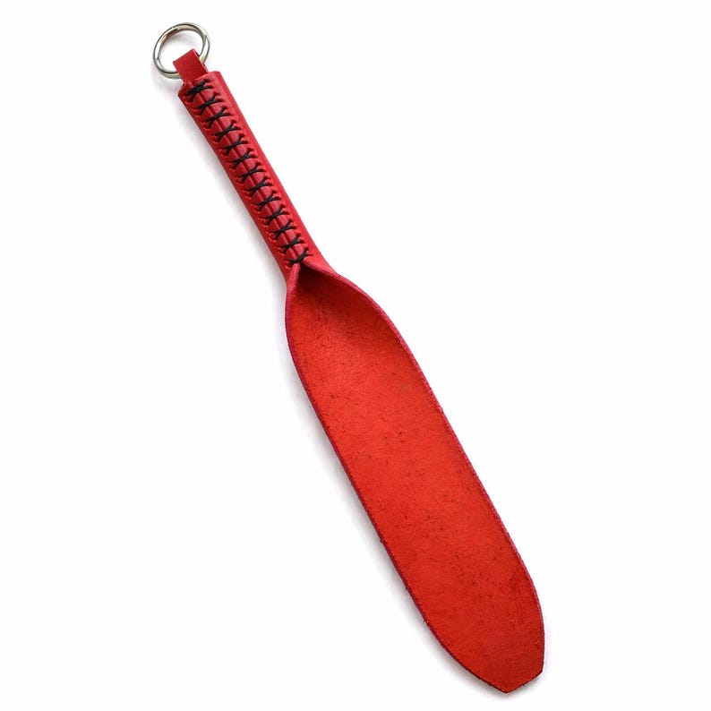 Läderpaddel - 35 cm, handgjort läderspännverktyg Röd