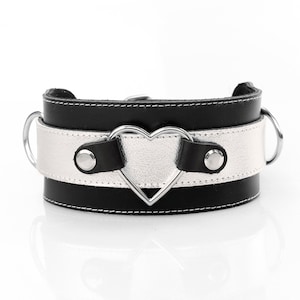 Leren halsband hartring choker Gothic choker - handgemaakt