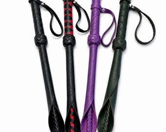 Leren zweep/spanking dragon 16,5 inch, echt leer - handgemaakt