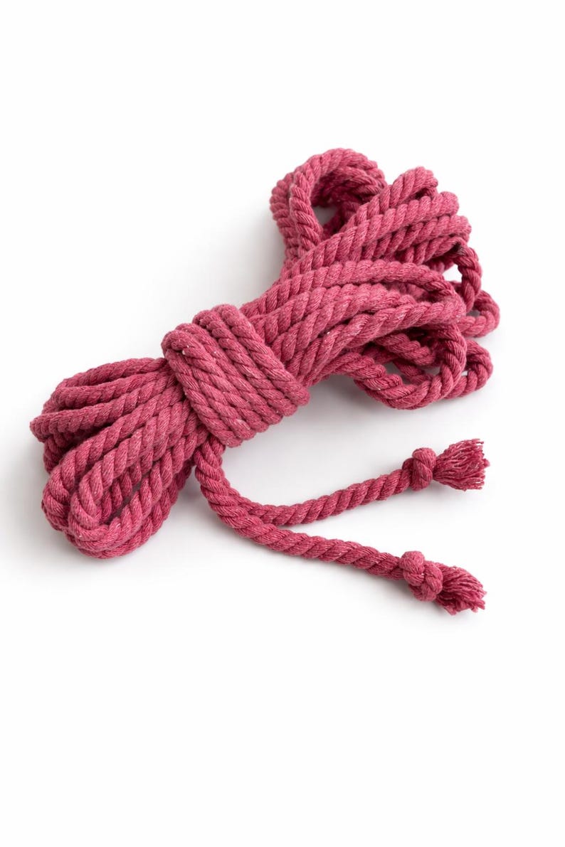 Shibari Cotton Bondage Rope 26ft 6mm, Soft Natural Rope for Beginners Wine