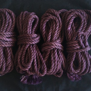 Jute Shibari Bondage Rope 4 pc 26,25f - 0,31&quot; 8mm - Handmade