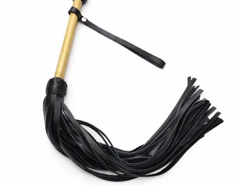 Leren Flogger 30 Tail met bamboe handvat
