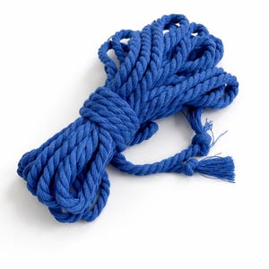Shibari Cotton Bondage Rope 26ft 6mm, Soft Natural Rope for Beginners Blue