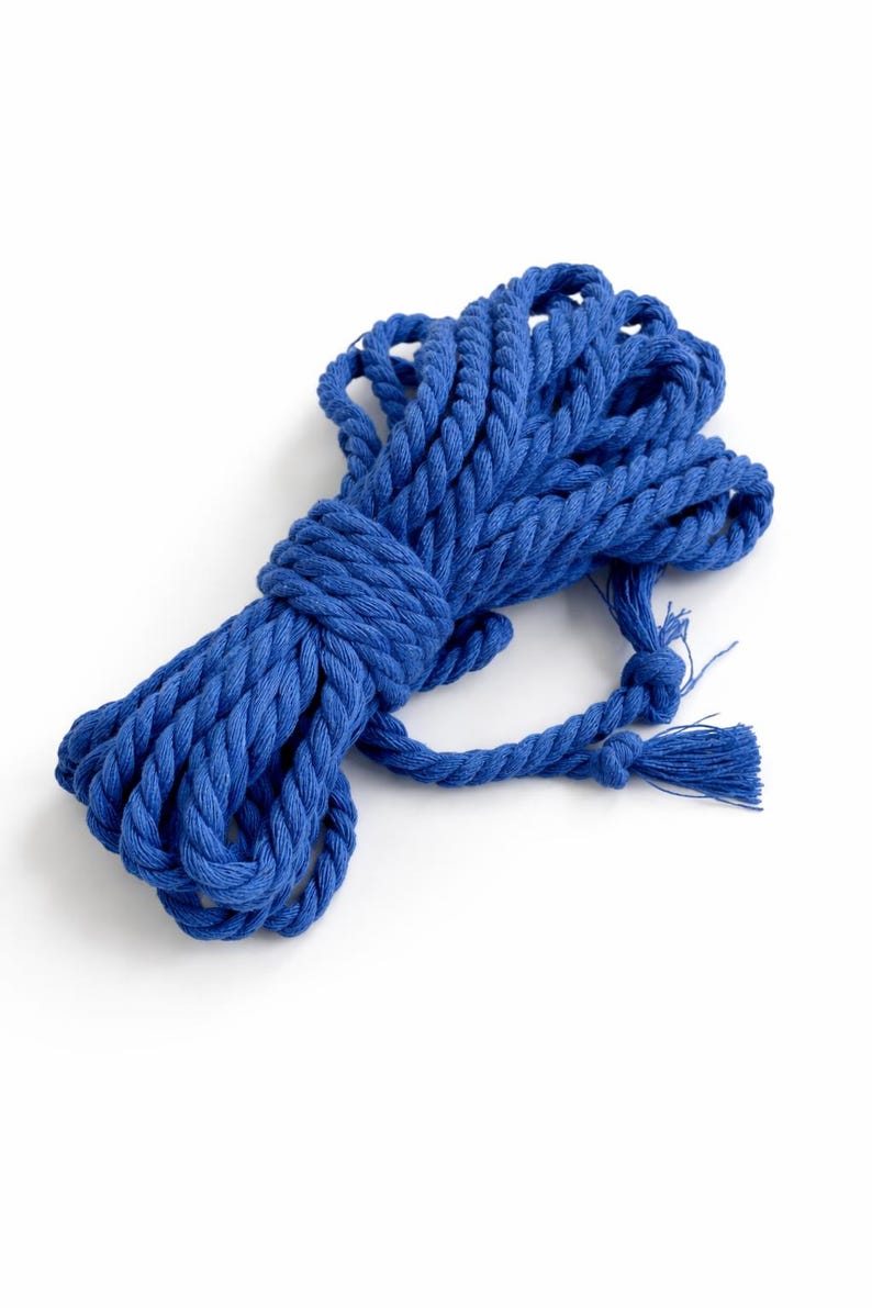Shibari Cotton Bondage Rope 26ft 6mm, Soft Natural Rope for Beginners Blue
