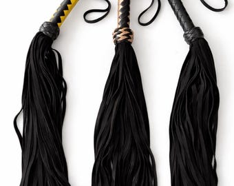 Suede Flogger 45 Tails, Handmade Leather Handle, Soft Impact Whip