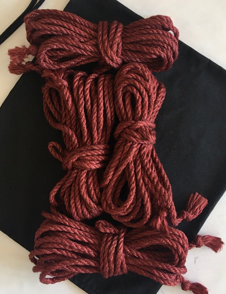 Jeu de 4 cordes de jute Shibari 26,25' 0,24 étui en tissu pour les yeux bandés image 7