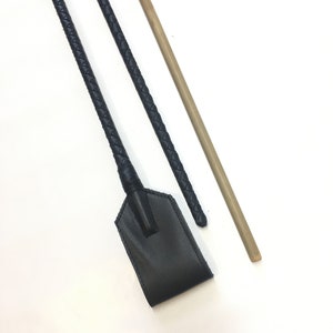 Leather Set Riding Crop Bamboo Cane Leather Twig 29,5&quot; - Handmade