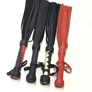 Leather Flogger 30 Tail Whip Impact Play - Handmade