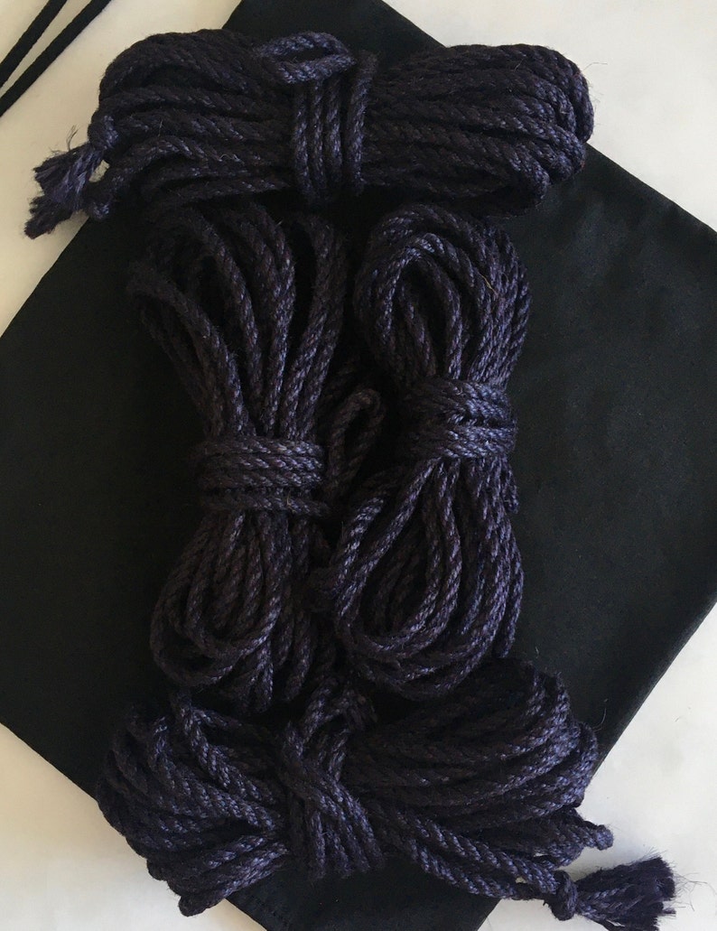 Shibari Jute Rope Set 4 pcs 26.25 0.24 Blindfold Fabric Case, Handmade ブルー