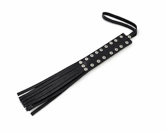 Leather Paddle 12.6" Handmade - Genuine Spanking Paddle, Impact Play Flog, Solid Handle Discipline Tool