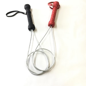 Heavy Steel Flogger Thuddy Cable 19&quot; Braided Leather Handle Bondage - Handmade